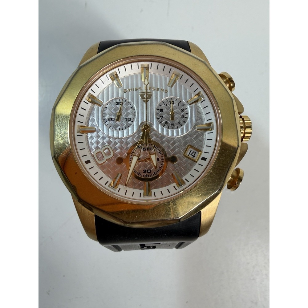 Swiss Legend Monte Carlo Chronograph Gold Men's Watch New Battery